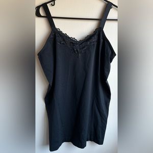 Elegant Black Lace Trim compression Tank Top